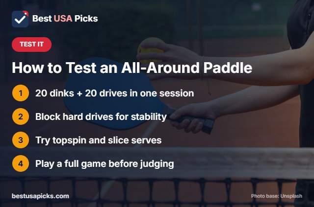 How to test an all-around pickleball paddle