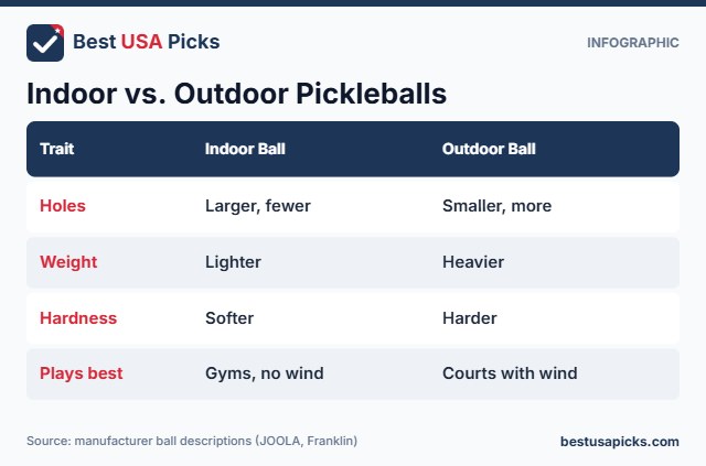 Indoor vs outdoor pickleball ball comparison