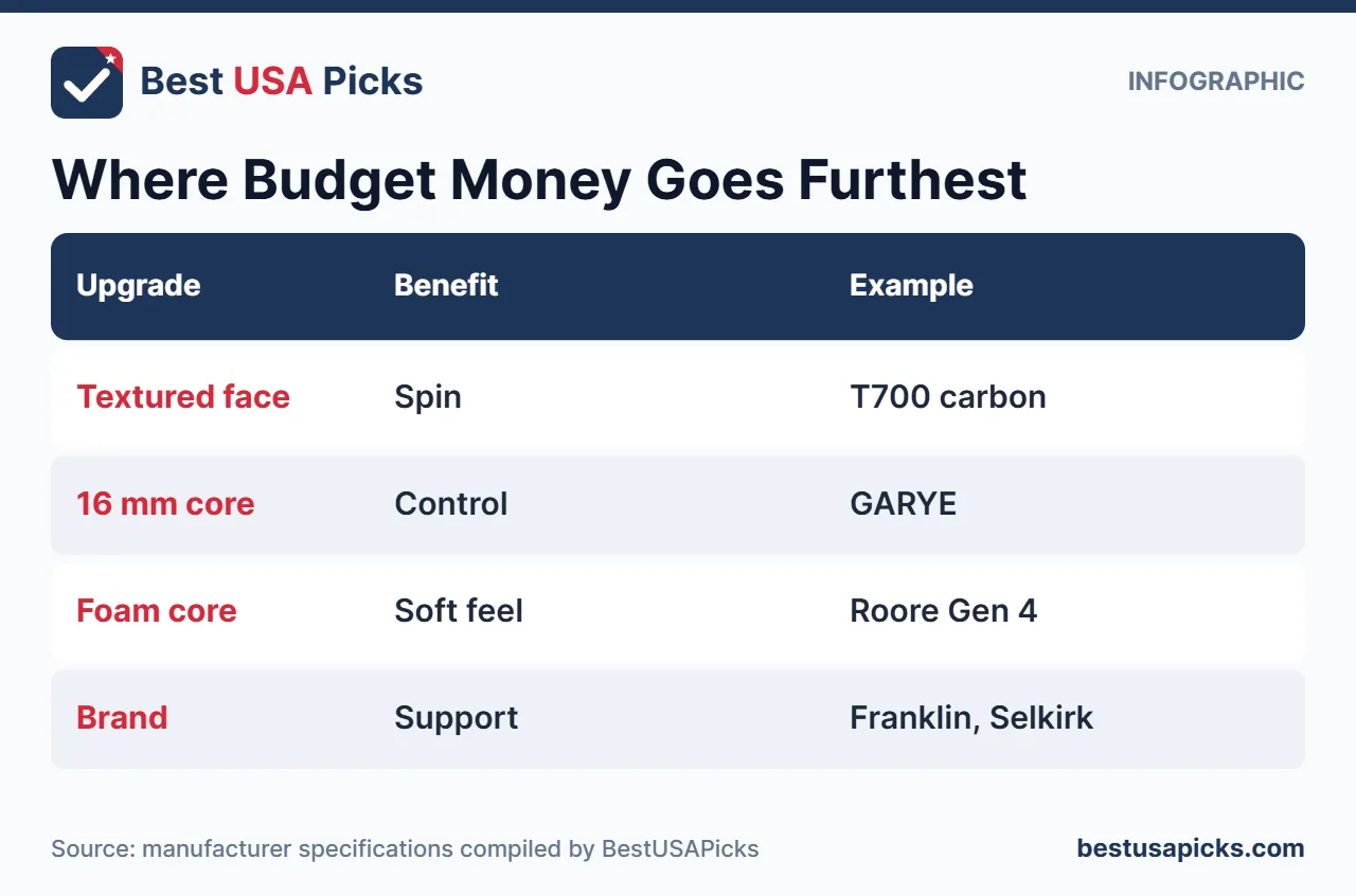 Where budget money goes furthest for pickleball paddles