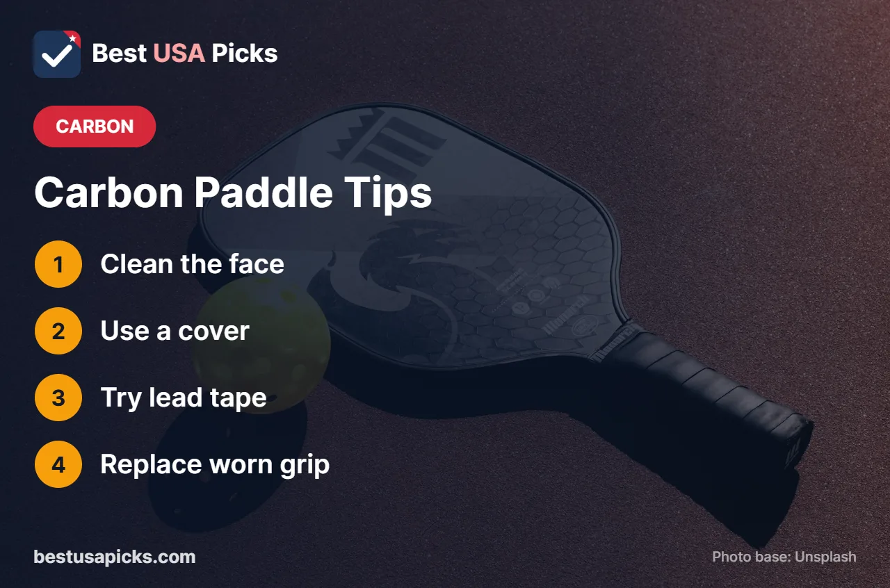 Carbon fiber pickleball paddle tips