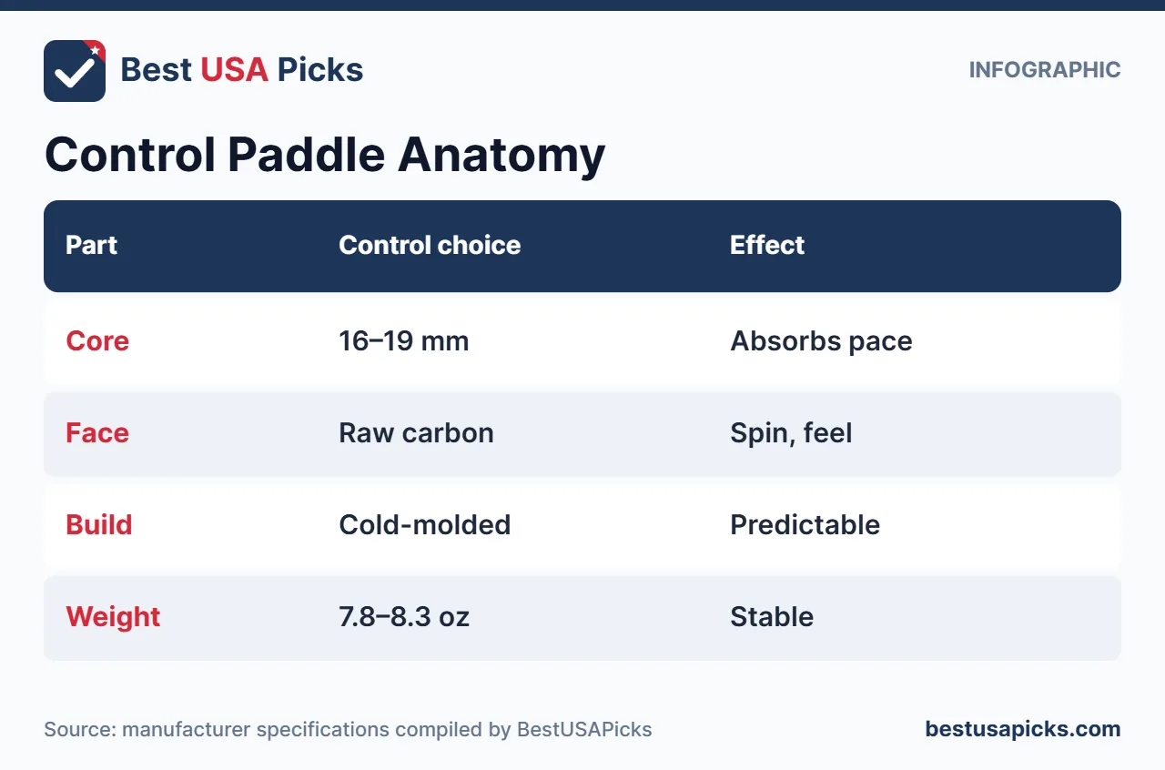 Control pickleball paddle anatomy