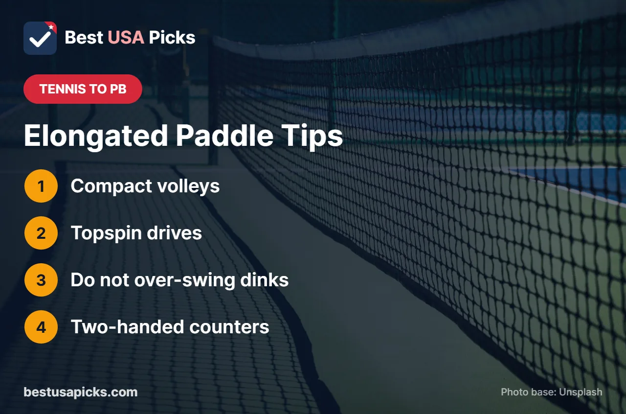 Tips for tennis players using elongated paddles