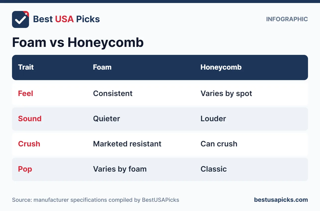 Foam vs honeycomb pickleball paddle core comparison