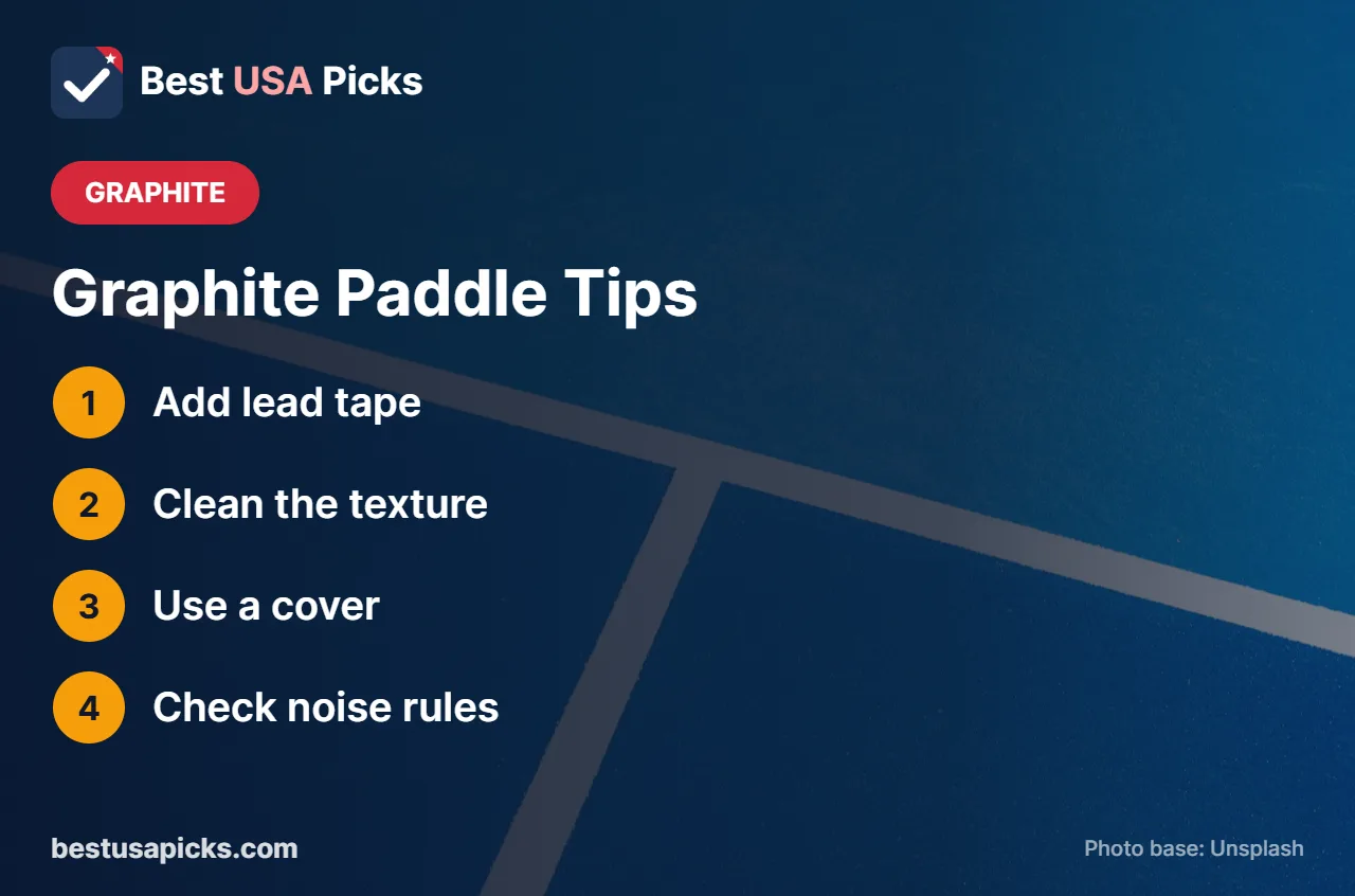 Graphite pickleball paddle tips
