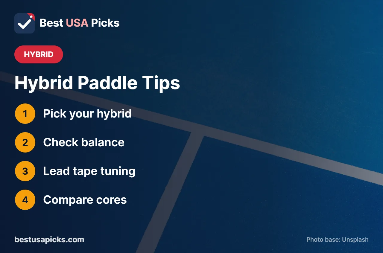 Hybrid pickleball paddle tips