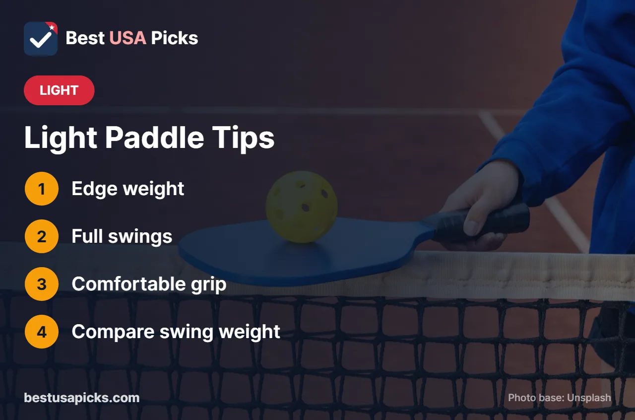 Lightweight pickleball paddle tips