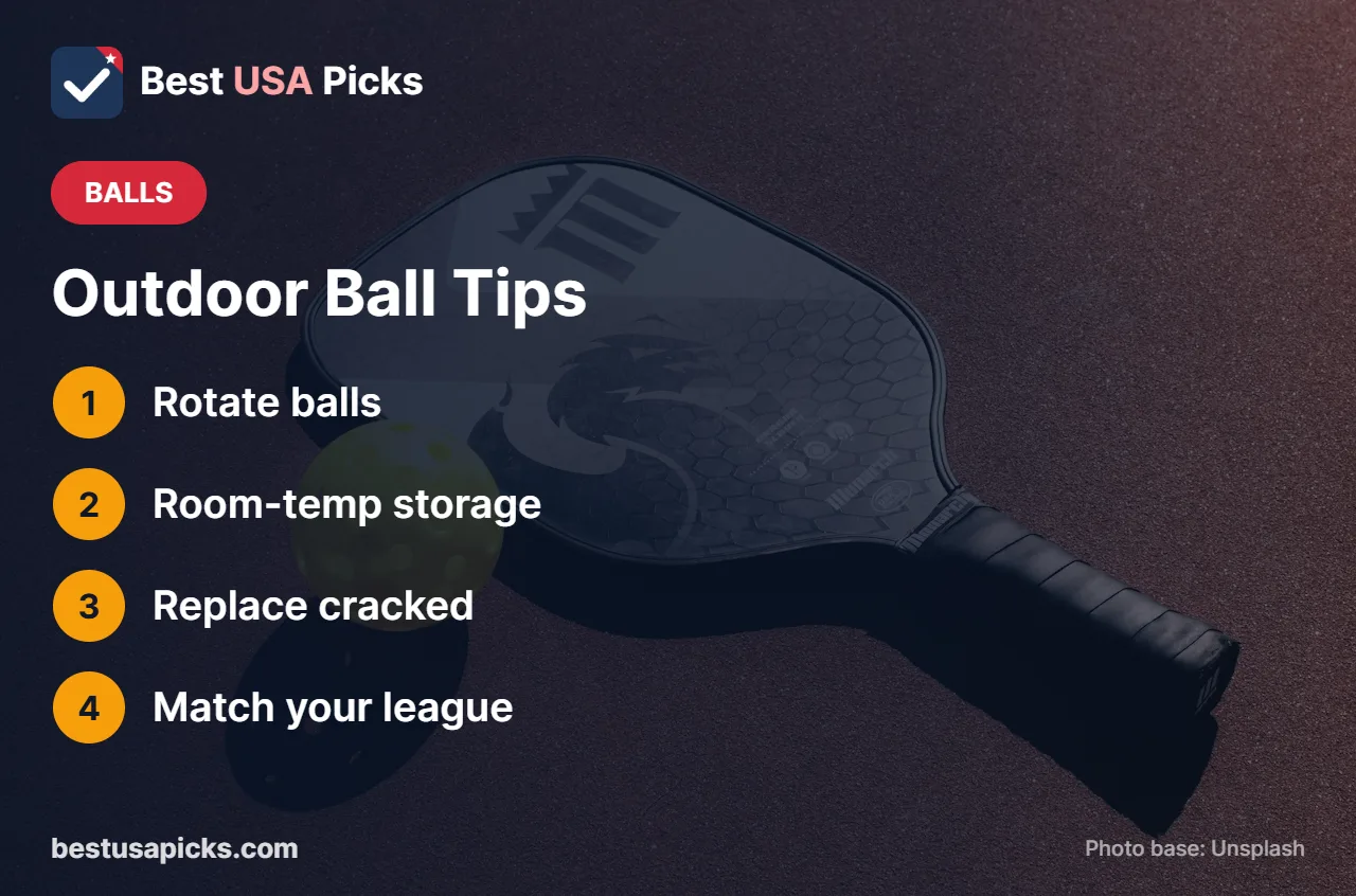 Outdoor pickleball ball tips