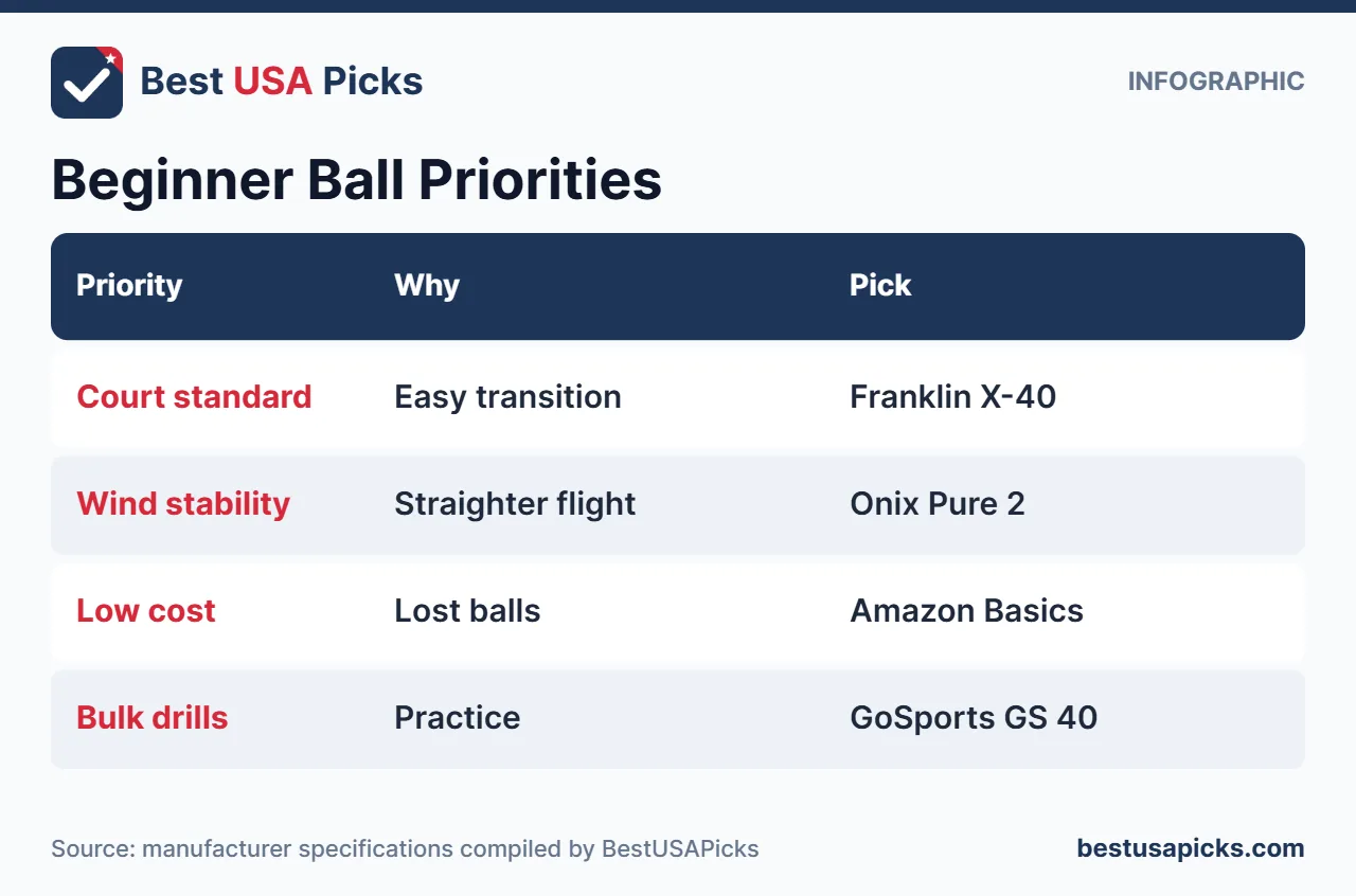 Beginner outdoor pickleball ball priorities