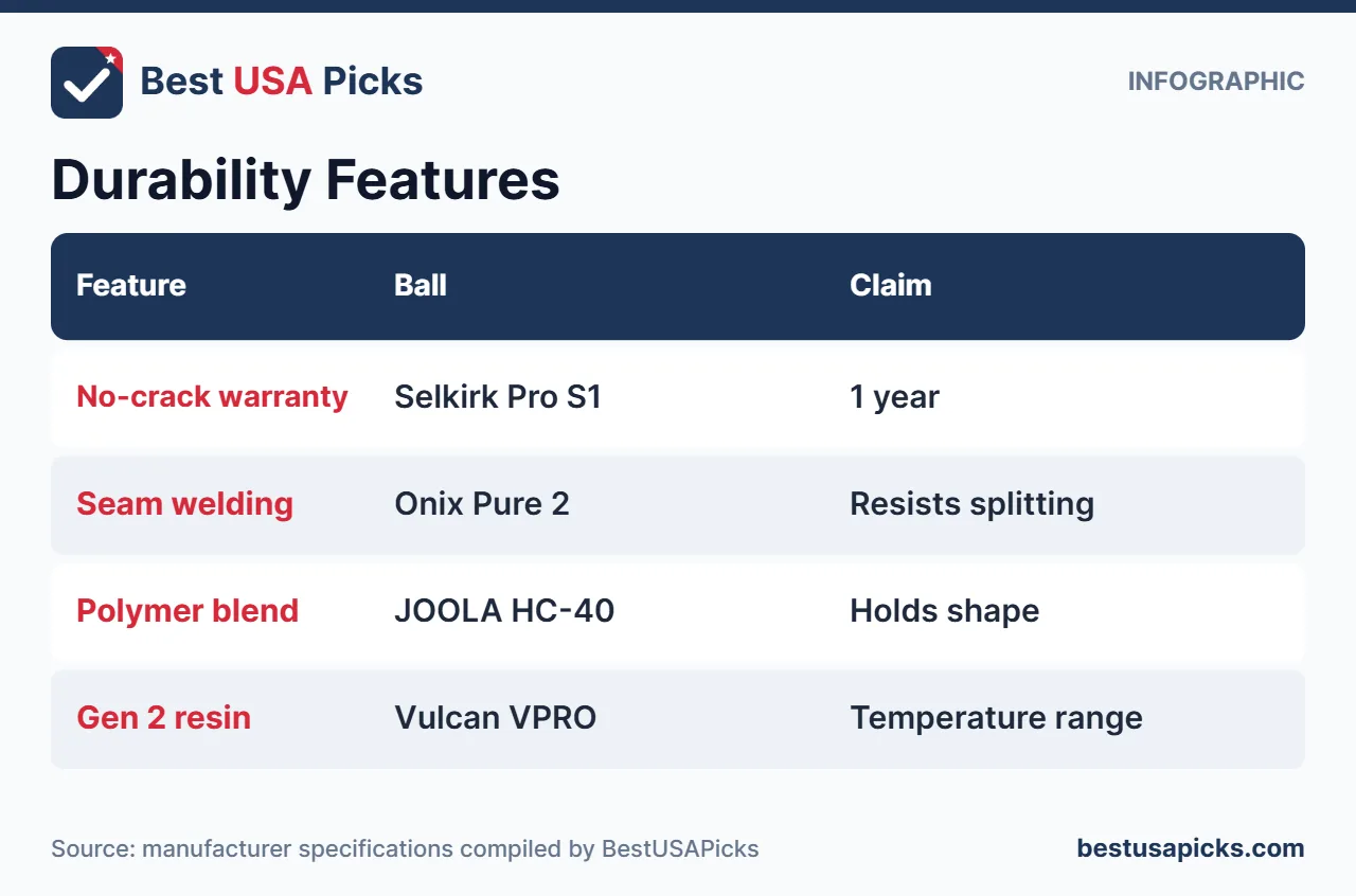 Outdoor pickleball ball durability features