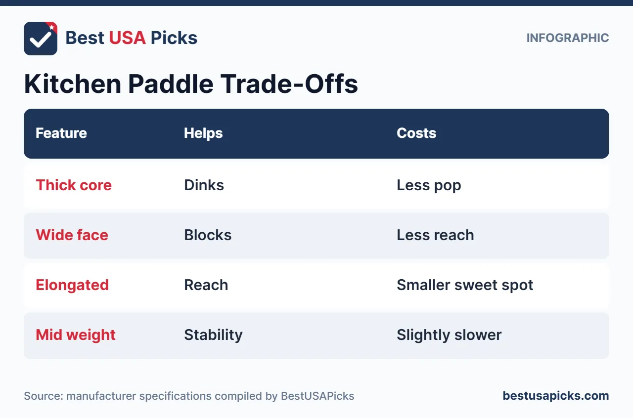 Kitchen play pickleball paddle trade-offs