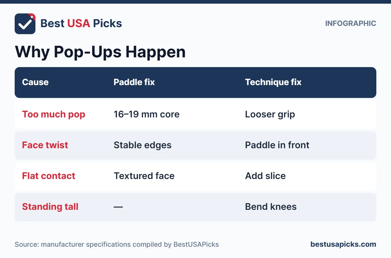 Infographic on why pickleball pop-ups happen