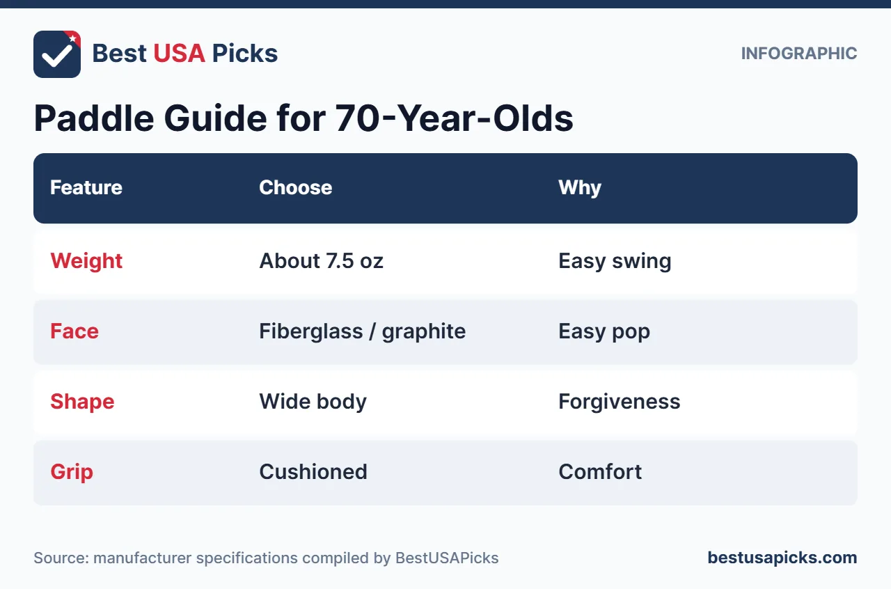 Paddle guide infographic for 70 year old players