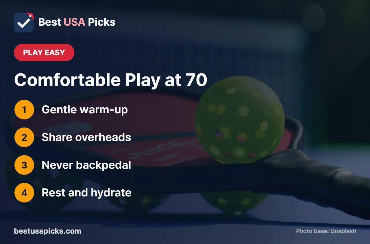 Comfortable pickleball tips for 70 year old players