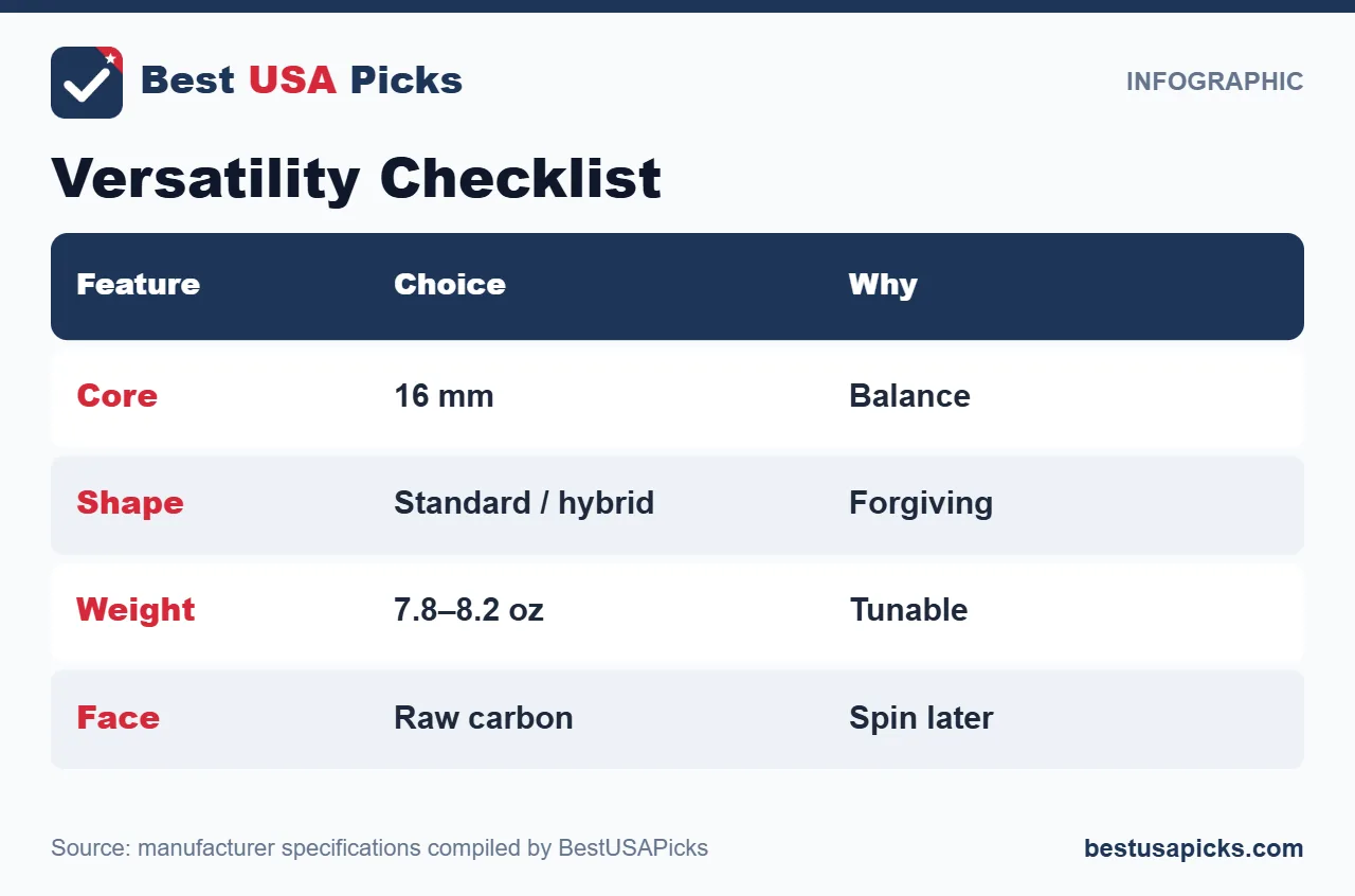 Versatile pickleball paddle checklist