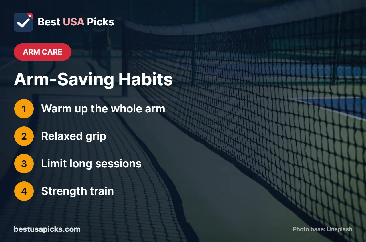 Arm-saving habits for pickleball players