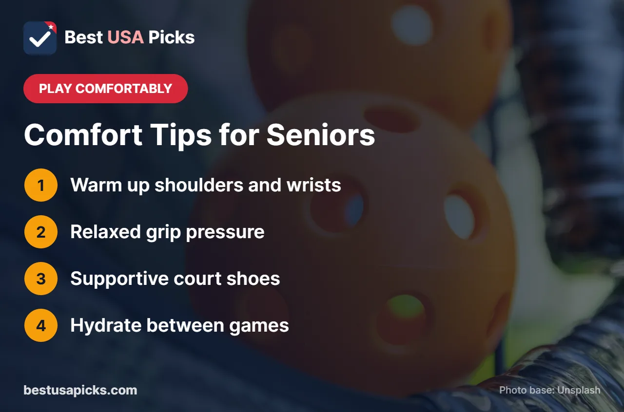 Comfort tips for senior pickleball beginners