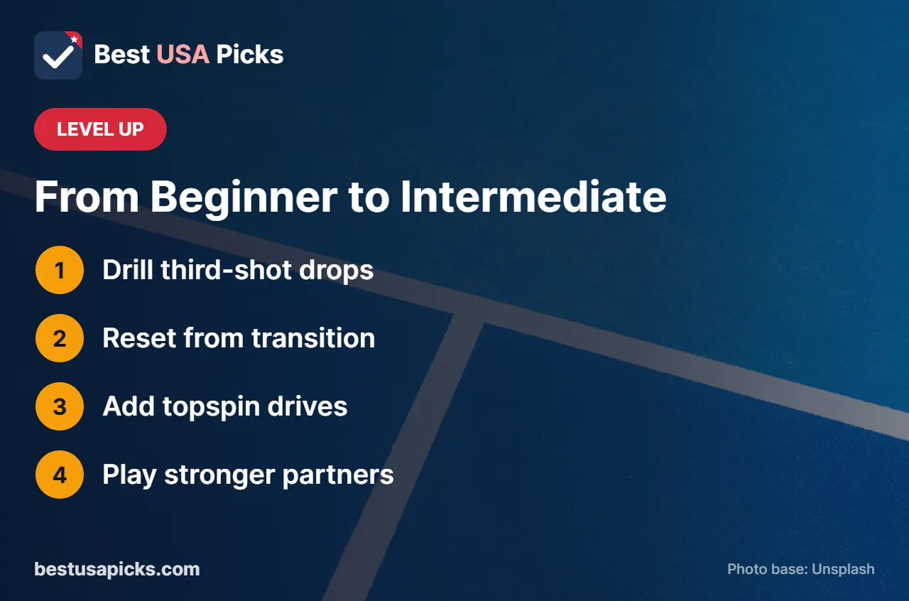 Tips for moving from beginner to intermediate pickleball