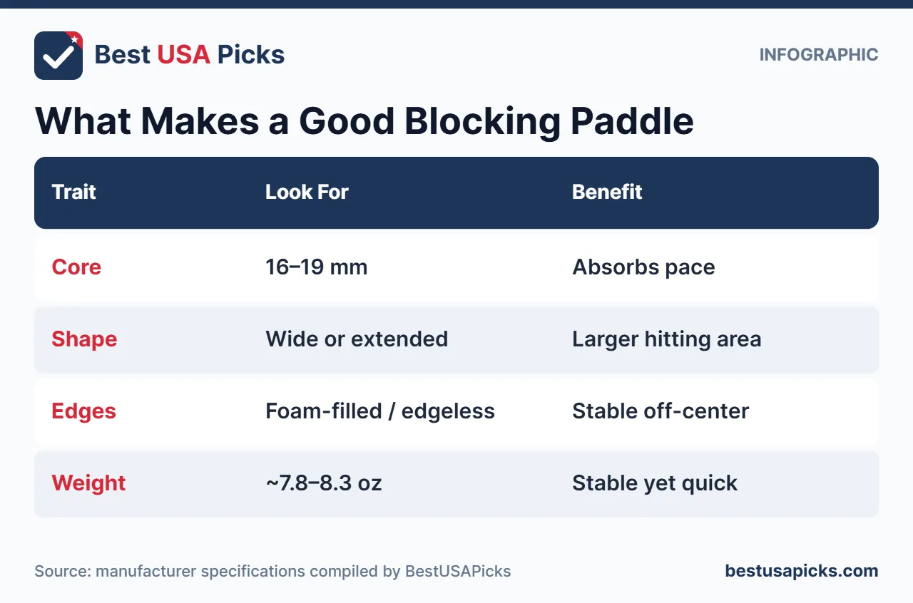 Features of a good blocking pickleball paddle