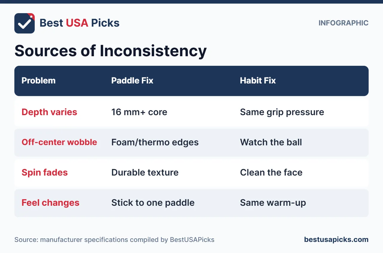 Common sources of inconsistency in pickleball and fixes
