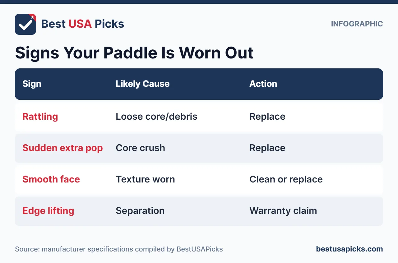 Signs a pickleball paddle is worn out