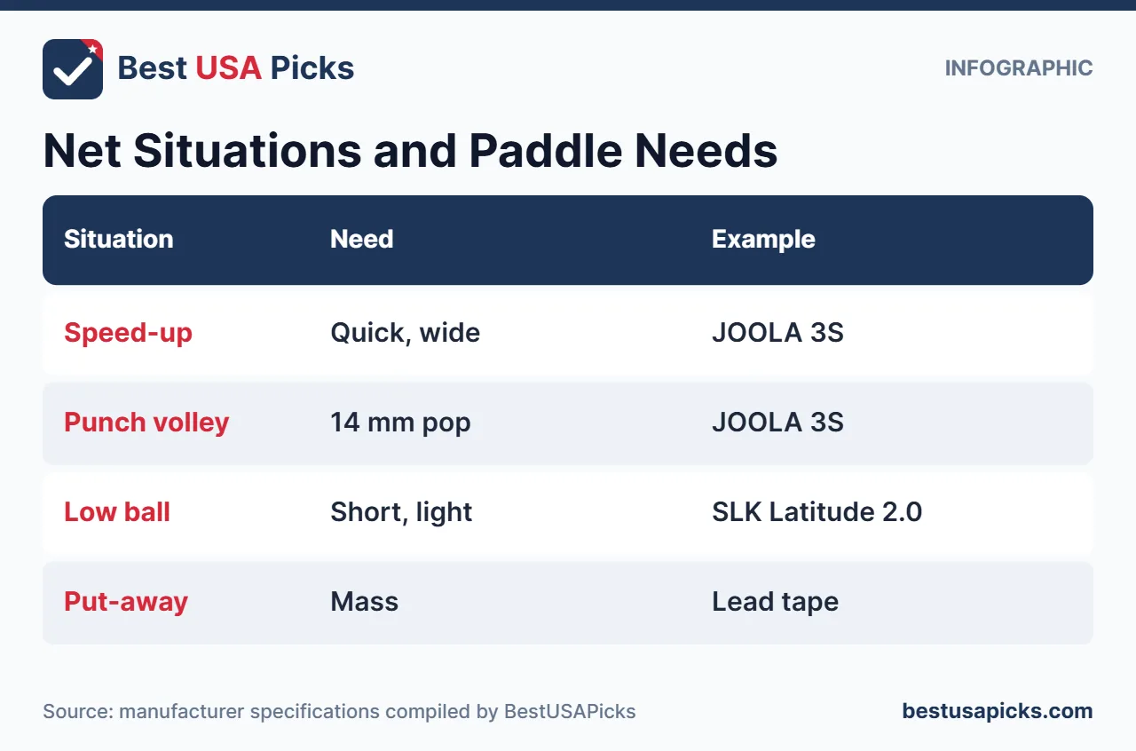 Net situations and pickleball paddle needs