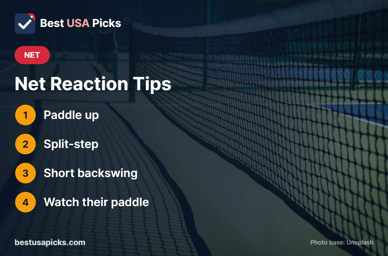 Pickleball net reaction tips