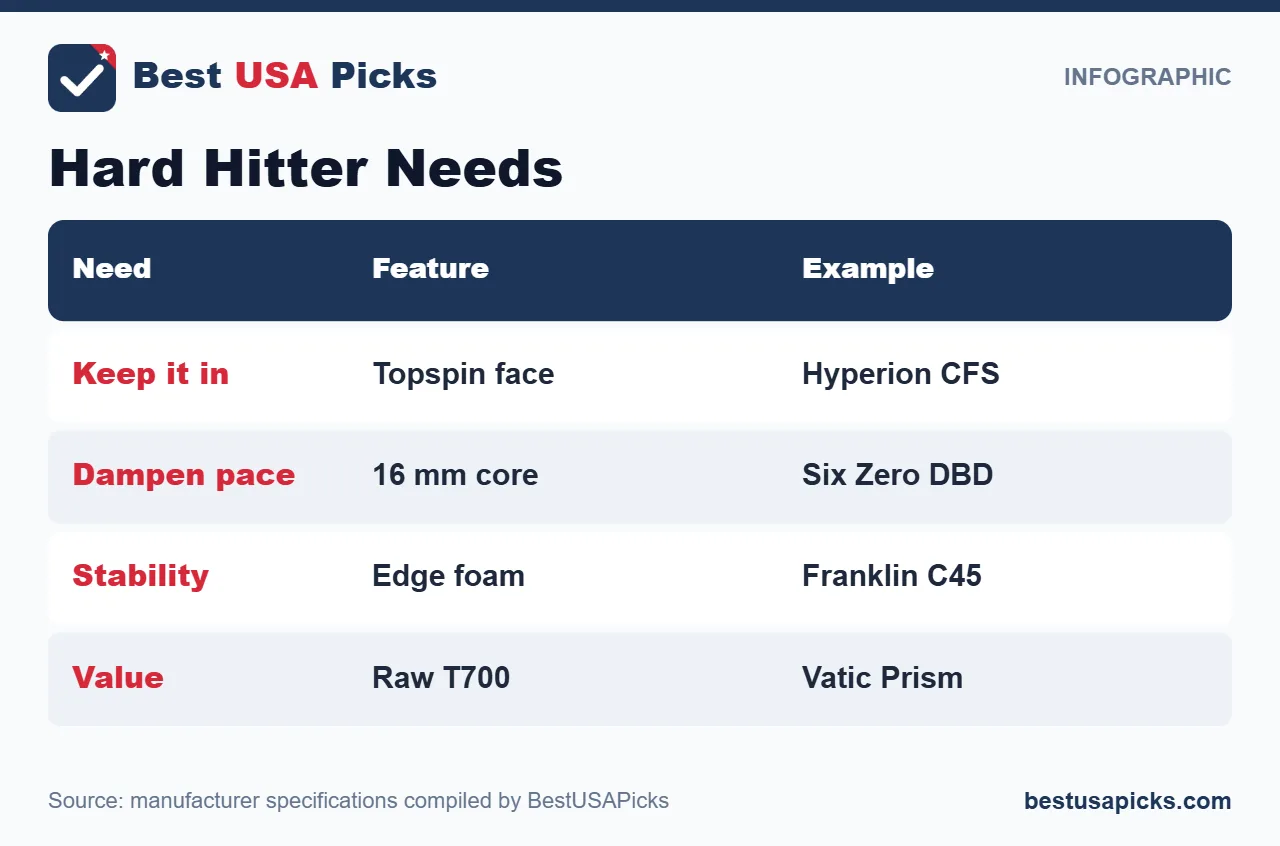 Hard hitter pickleball paddle needs