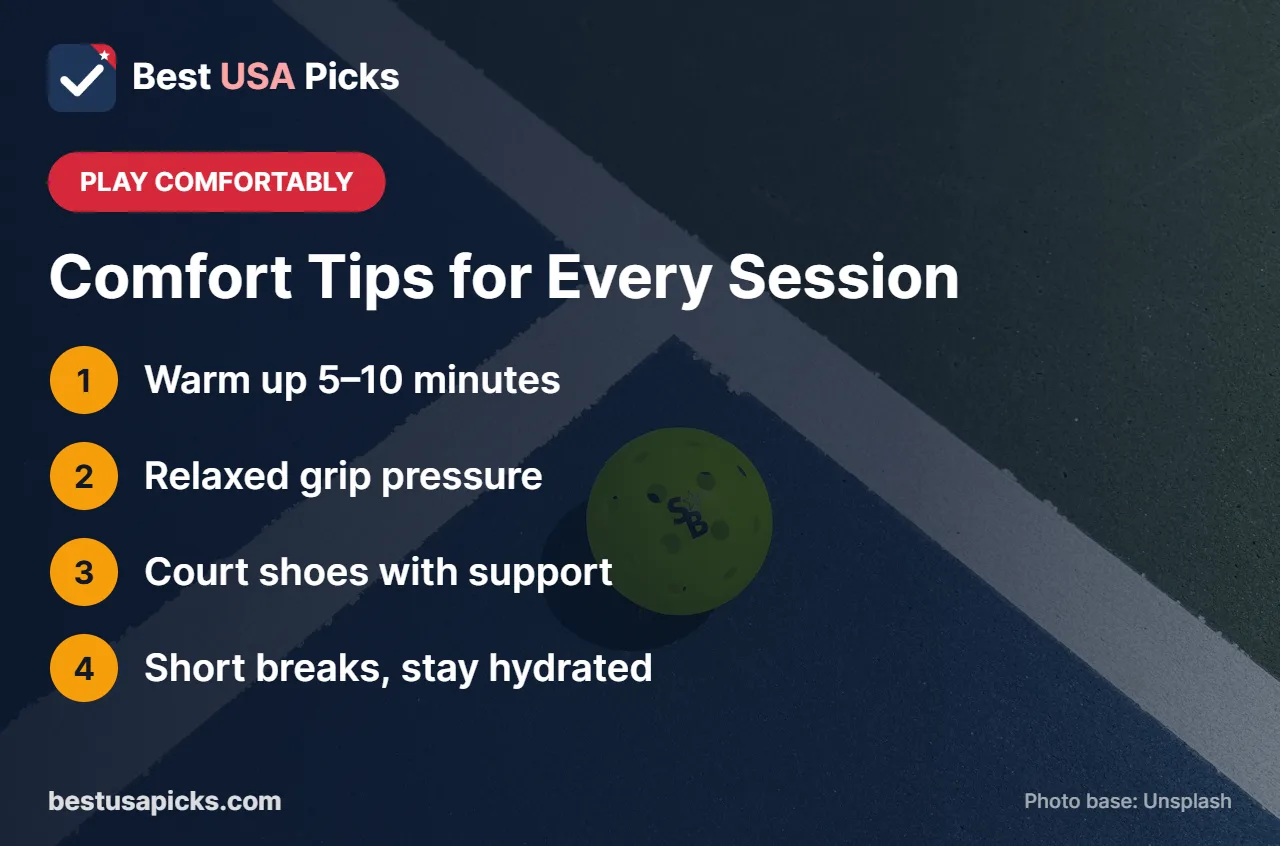 Comfort tips for older pickleball players