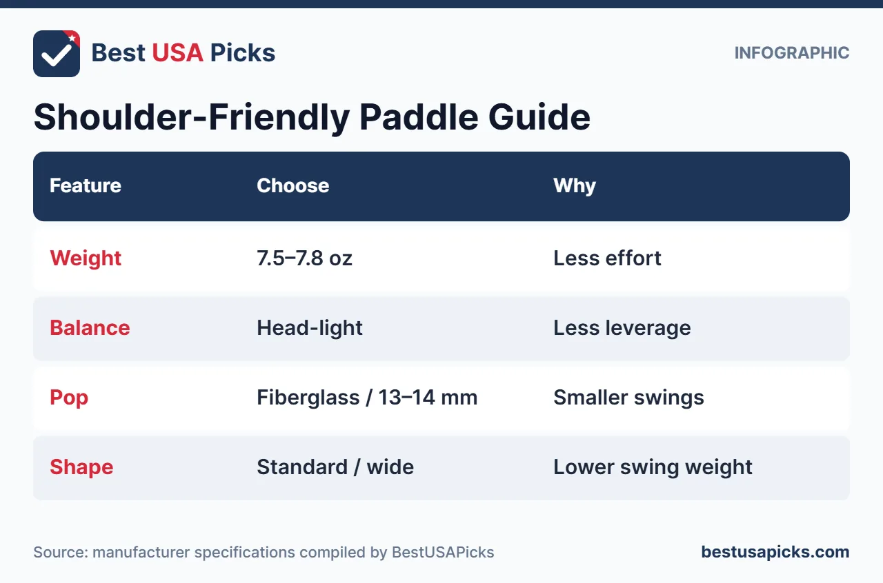 Shoulder-friendly pickleball paddle guide