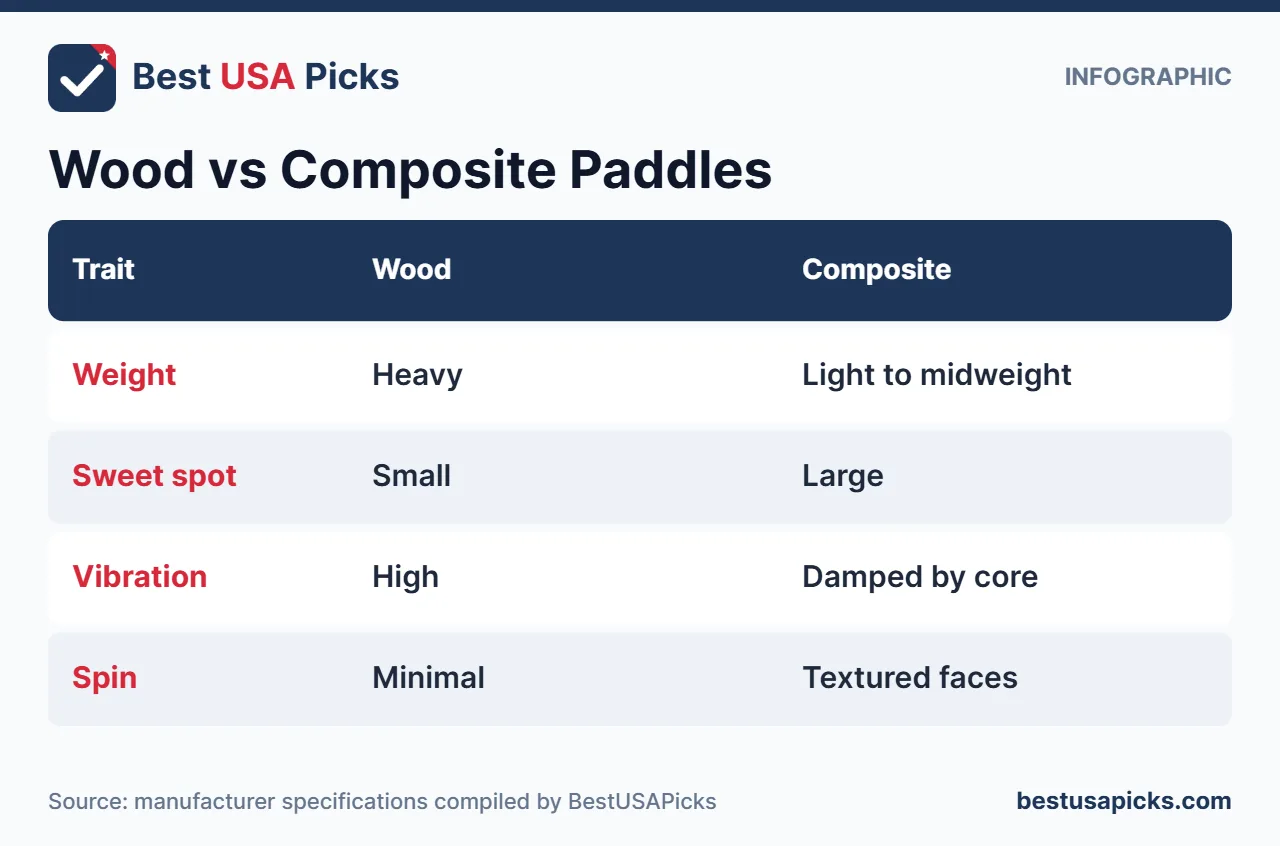 Wood vs composite pickleball paddles comparison