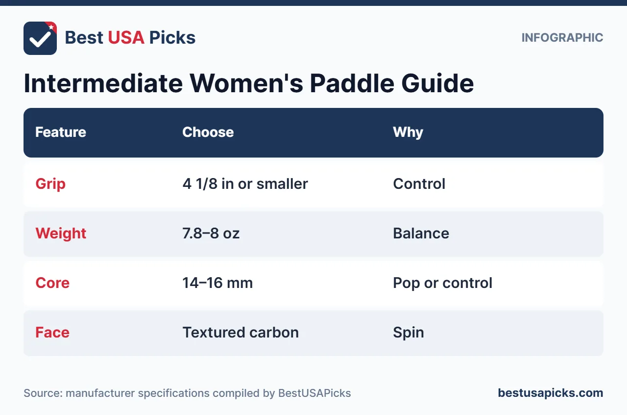 Paddle guide infographic for intermediate women