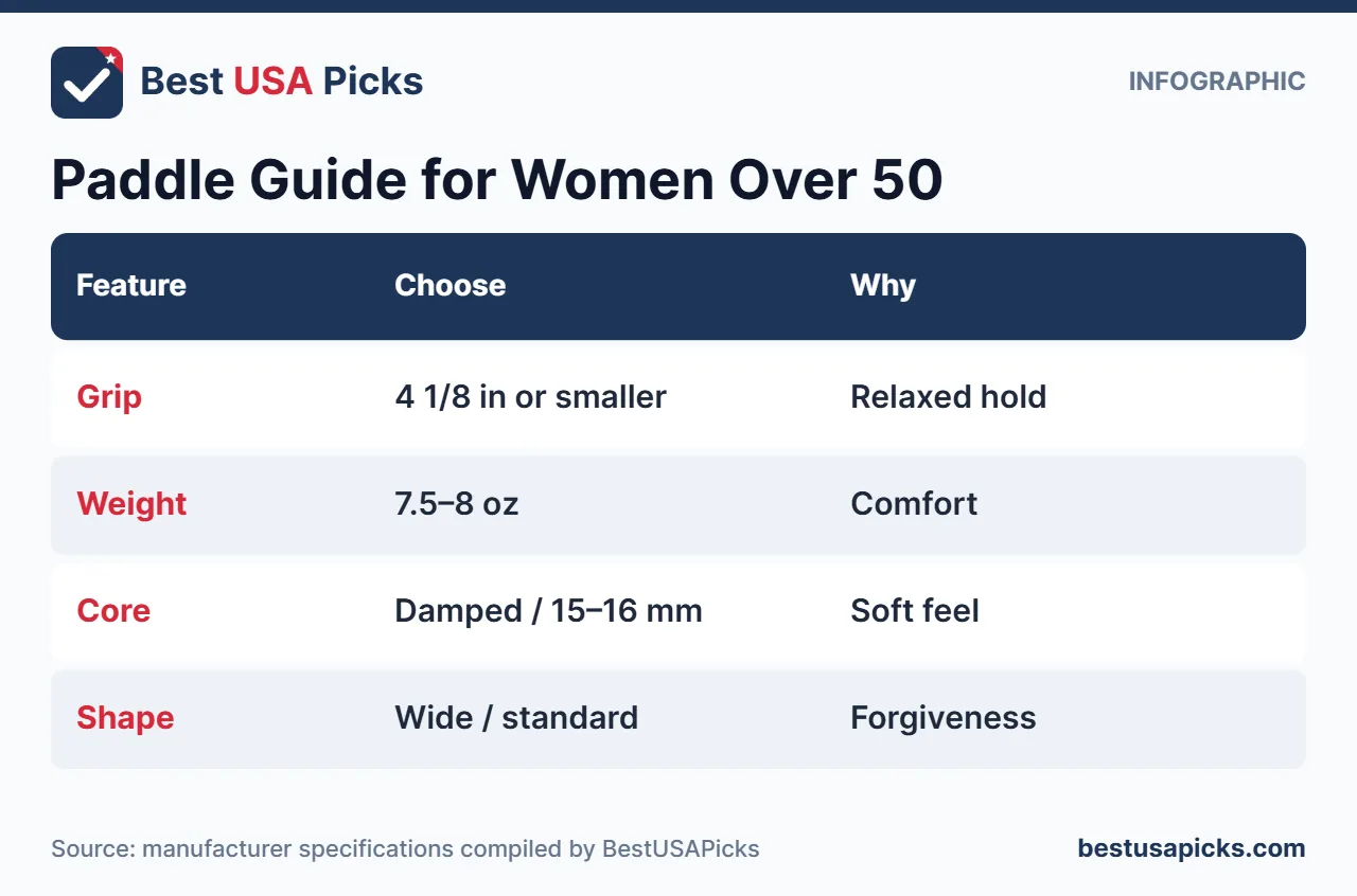 Paddle guide infographic for women over 50