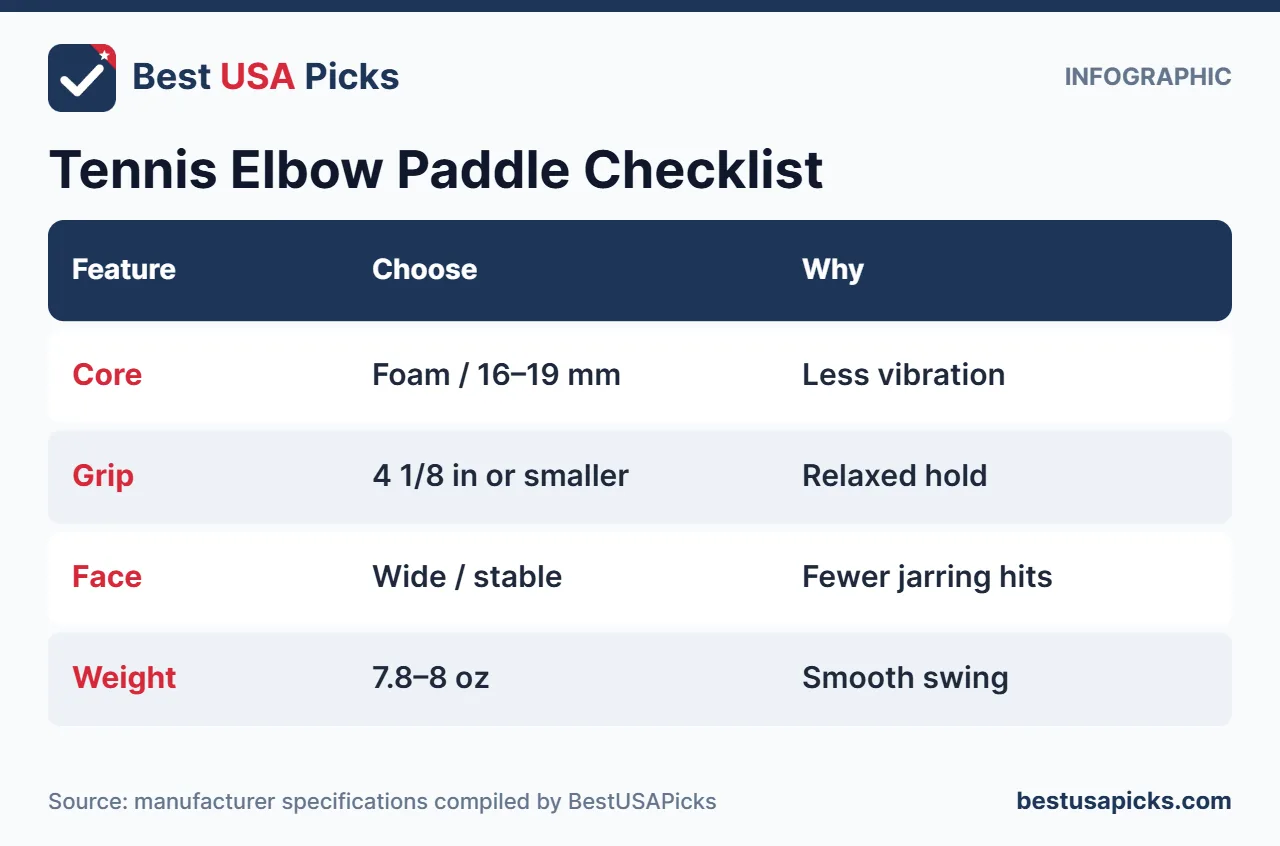 Tennis elbow paddle checklist for women