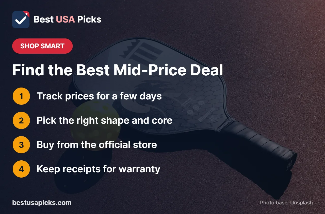 Shopping tips for mid price pickleball paddles