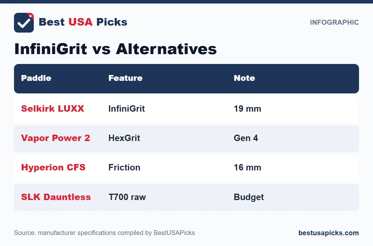 InfiniGrit vs Alternatives for the best pickleball paddle with infinigrit