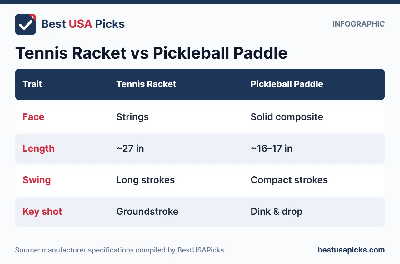 Tennis racket vs pickleball paddle comparison