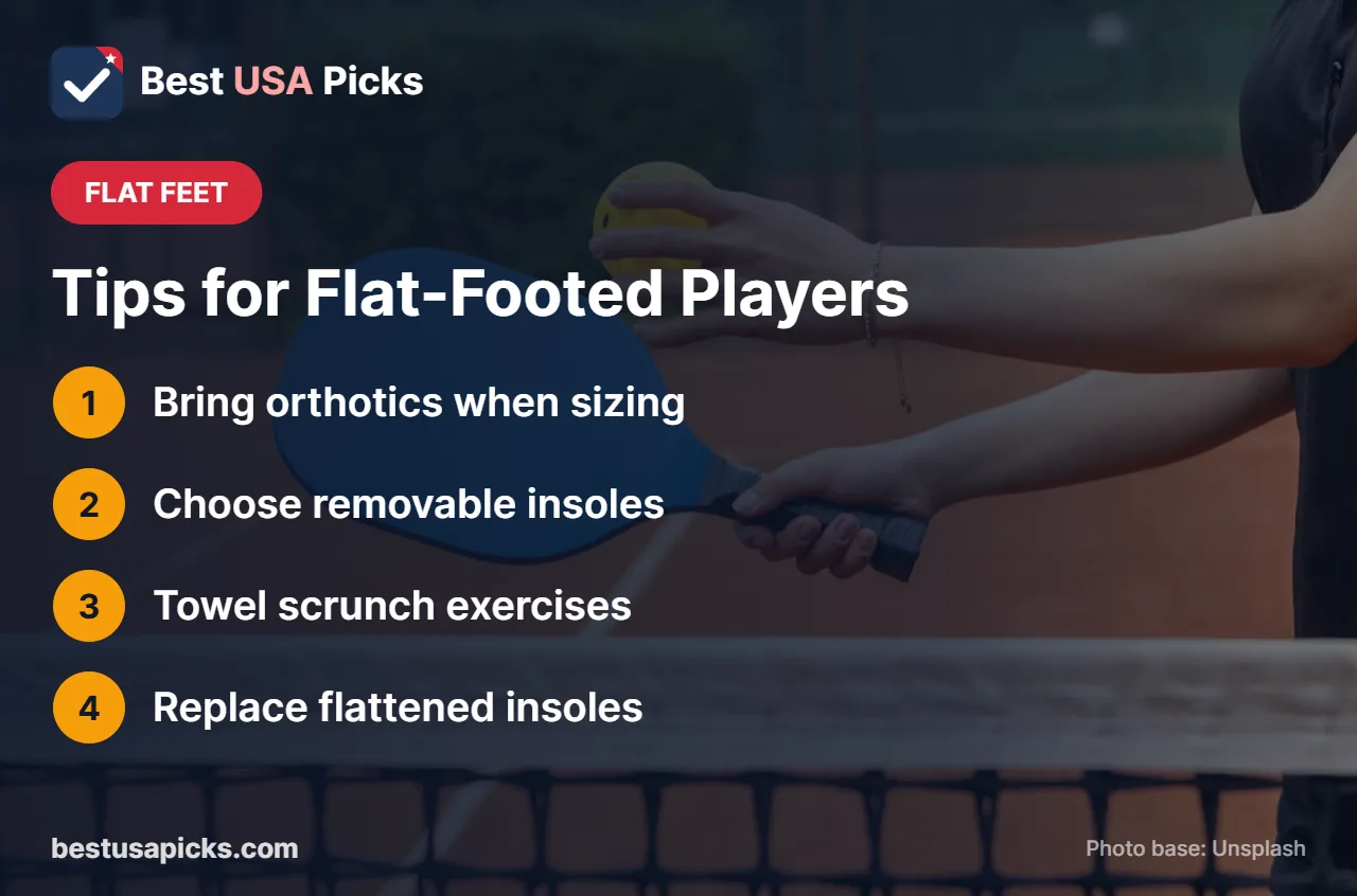 Tips for pickleball players with flat feet