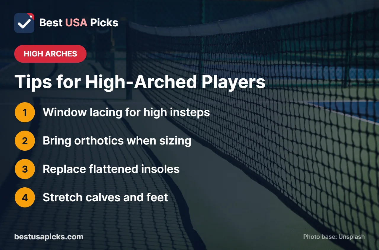 Tips for pickleball players with high arches