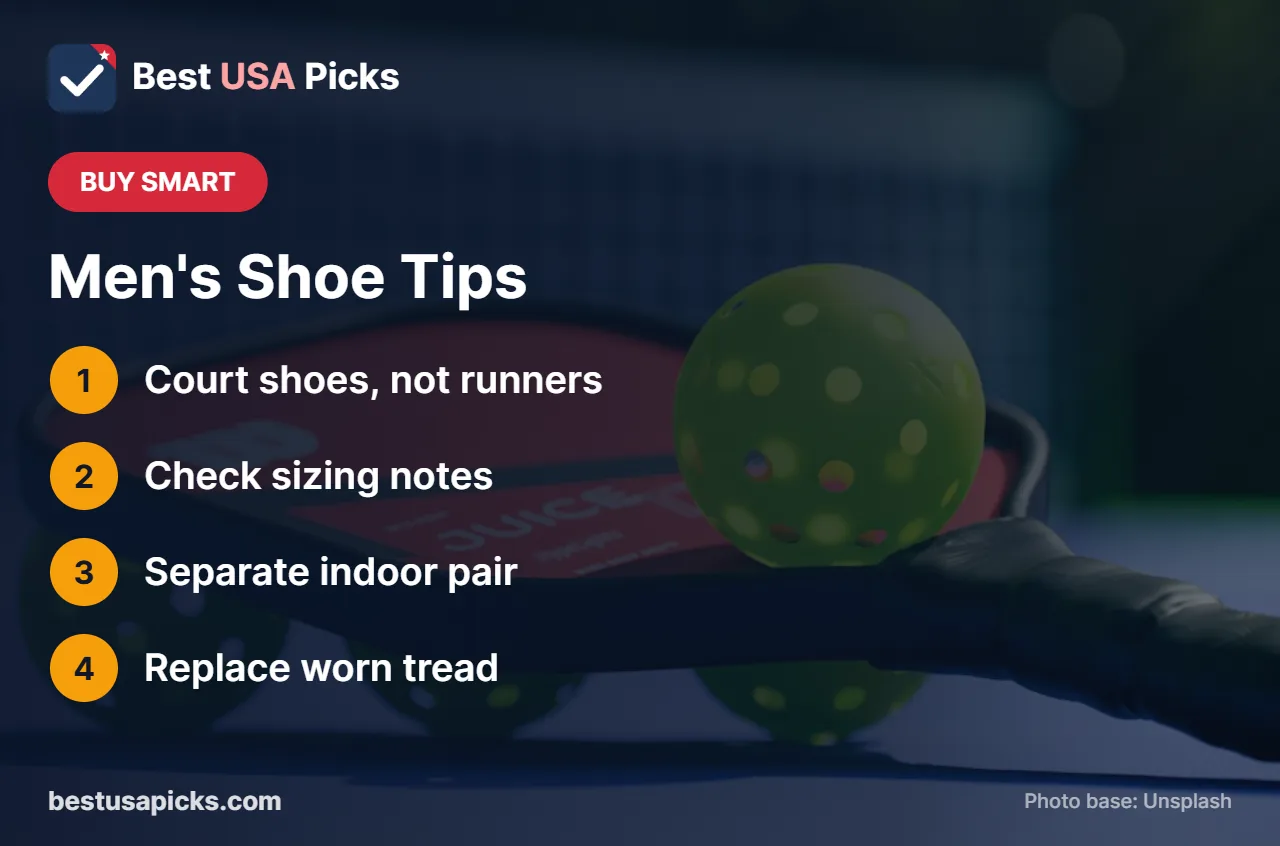 Men's pickleball shoe buying tips