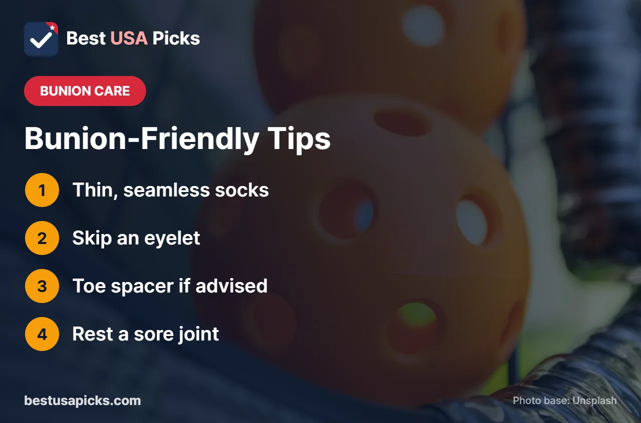 Bunion-friendly pickleball tips