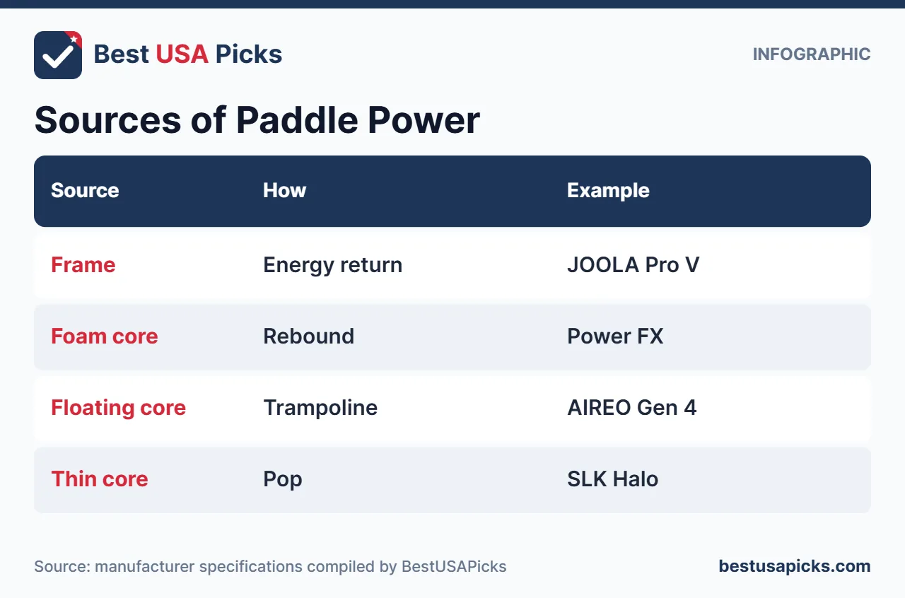 Sources of pickleball paddle power