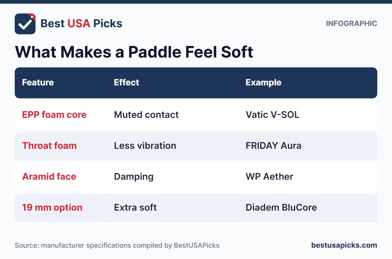 What makes a pickleball paddle feel soft