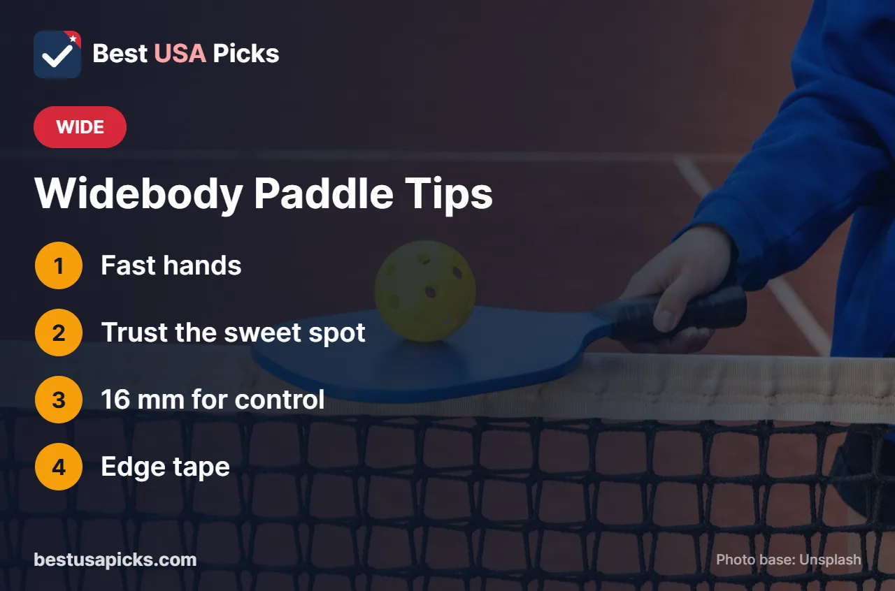Widebody pickleball paddle tips