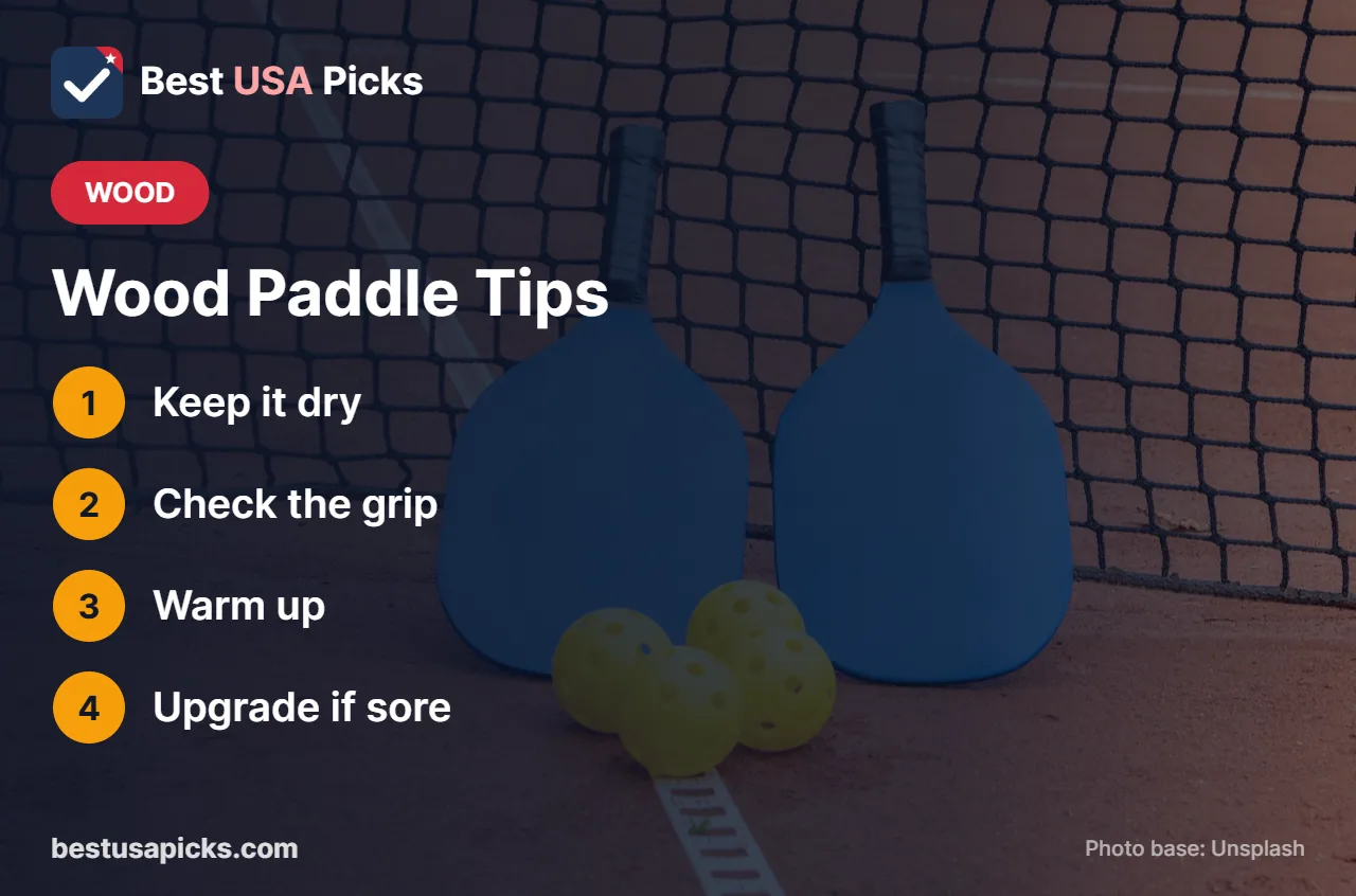 Wooden pickleball paddle tips