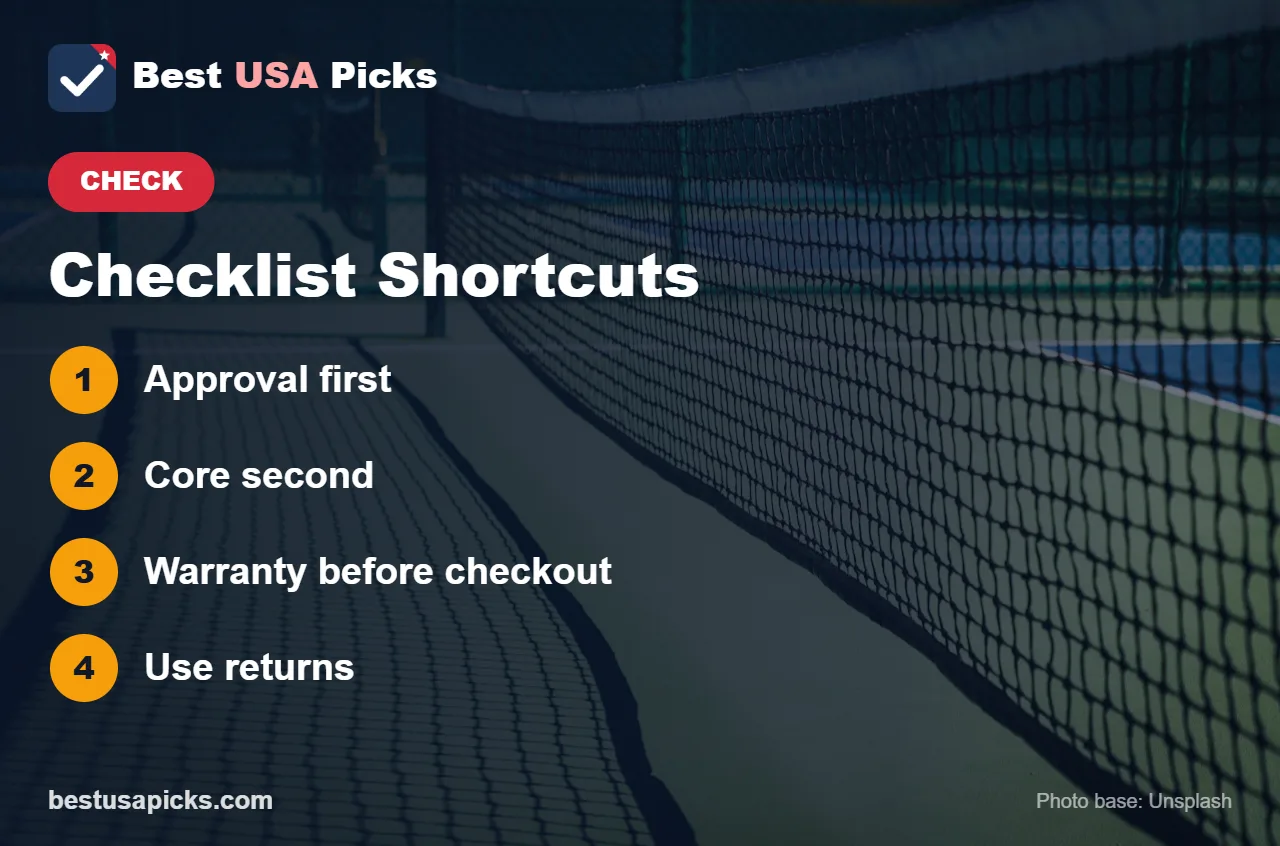 Pickleball paddle checklist shortcuts