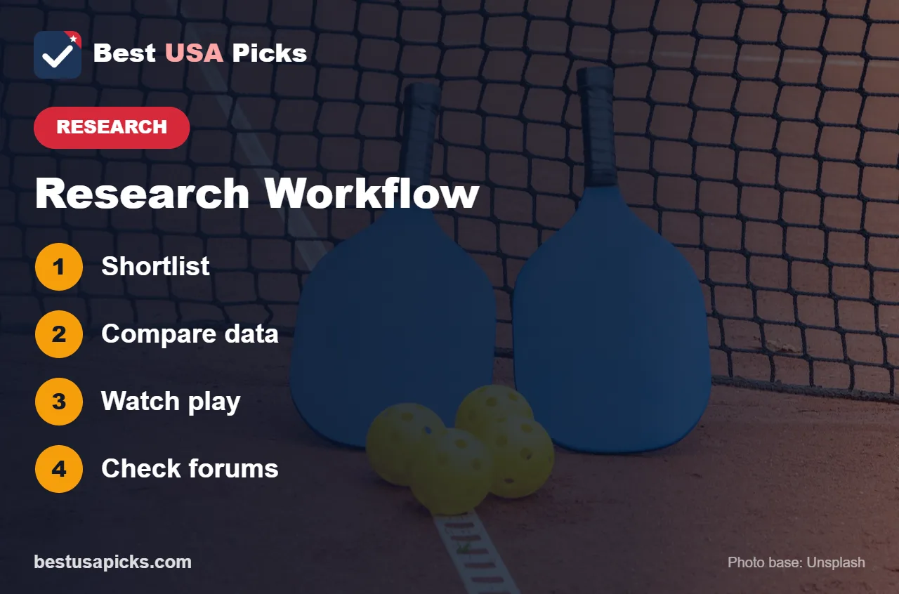 Pickleball paddle research workflow